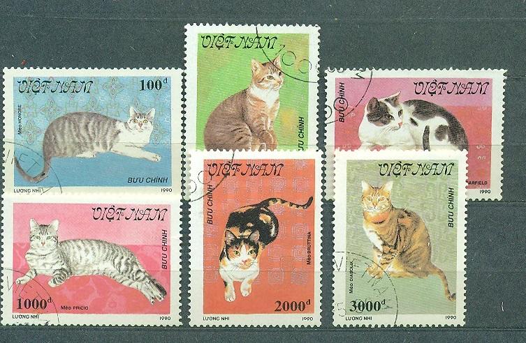 Вьетнам 1990 г. серия Международная филателистическая выставка в Бельгии. Кошки  гашеная