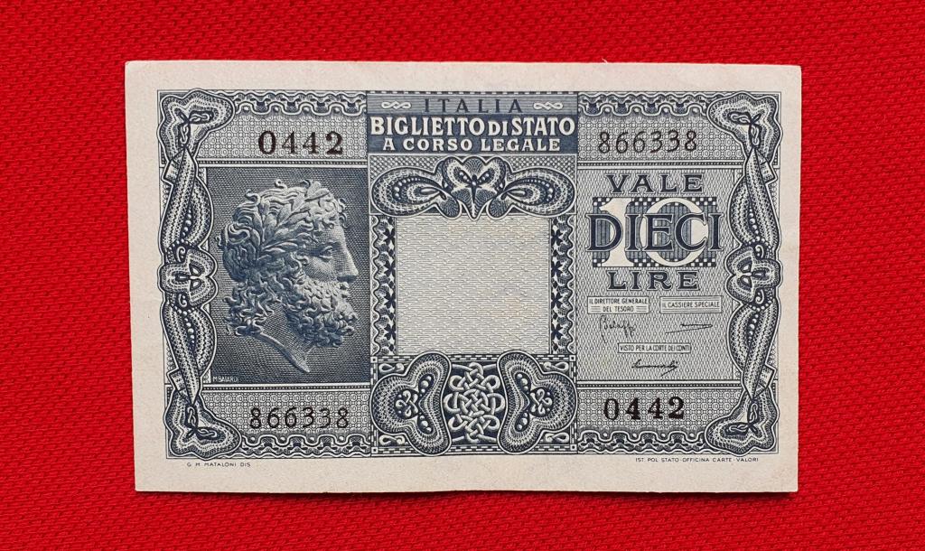 10 лир "Biglietto di Stato", 1944 год, королевство Италия
