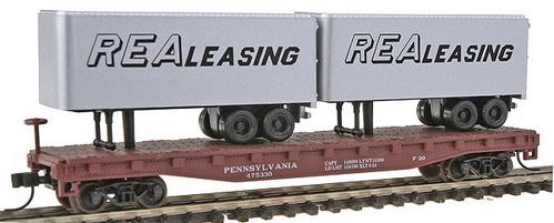 9мм (N) 50`платформа Pennsylvania с 24`трейлерами Rea Leasing,Atlas