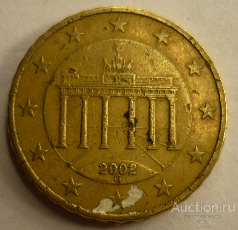 Германия 10 центов, евроцентов, евро центов, 10 cent  2002 год G-Карлсруэ