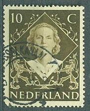 Нидерланды 1948 г. стандарт Королева Юлиана гашеная