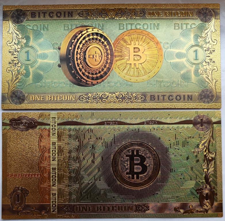 Сувенирная пластиковая банкнота 1 биткоин