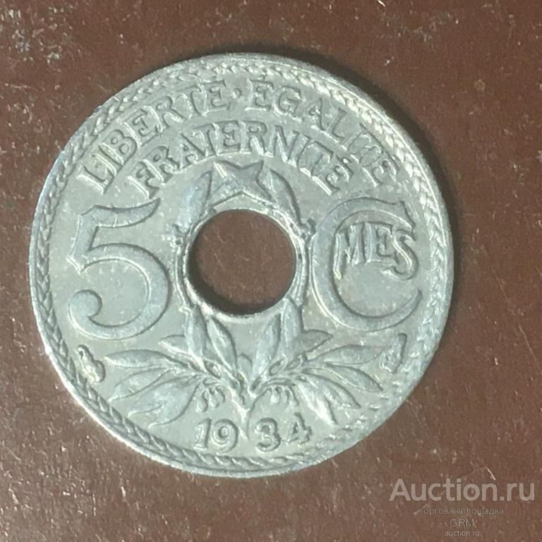 Франция 5 сантимов 1934 год