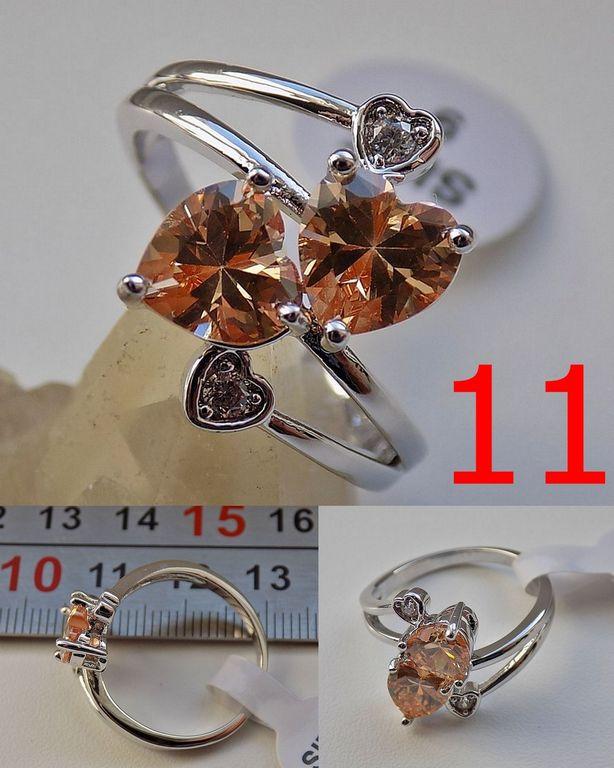 DOUBLE HEART WOMEN LOVER JEWELRY MORGANITE & WHITE TOPAZ ! R - 19