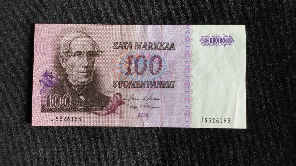 Банкнота Финляндия 100 марок 1976 года