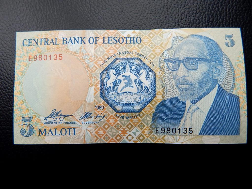 Бона 5 малоти 1989 года серии "Е" Лесото UNC