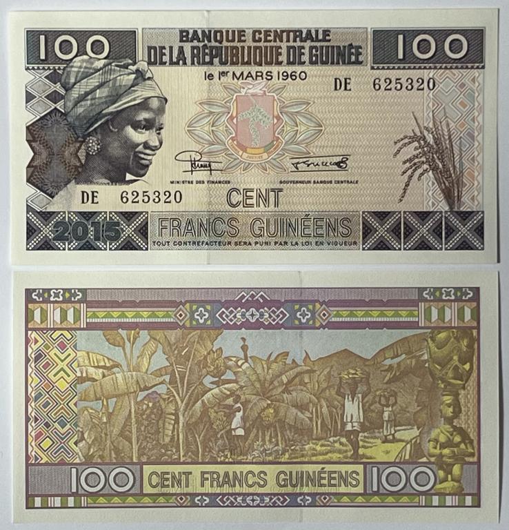 Гвинея 100 франков 2015 год Пресс UNC