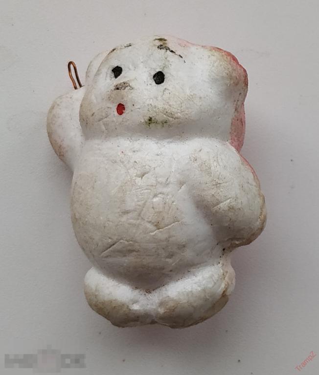 Елочная стеклянная игрушка мишка медведь Винни Пух пенопласт #И2* 