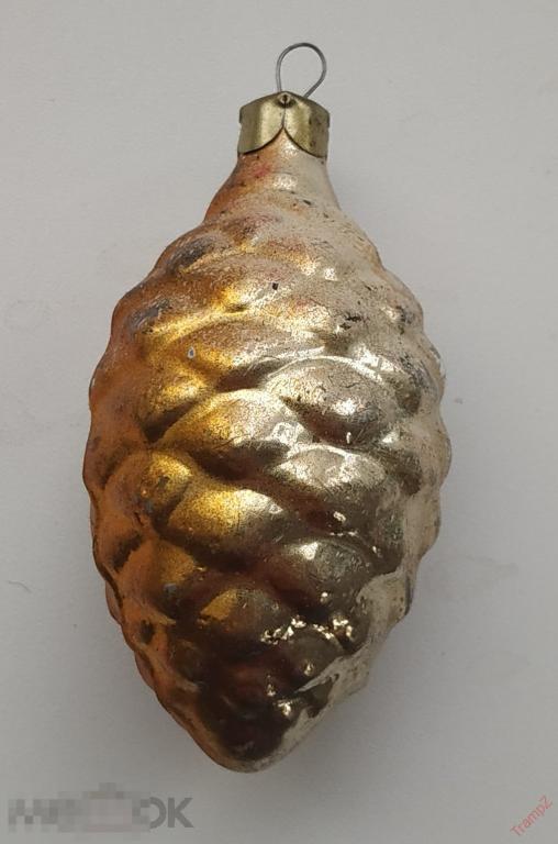 Елочная стеклянная игрушка шишка #И2Л 