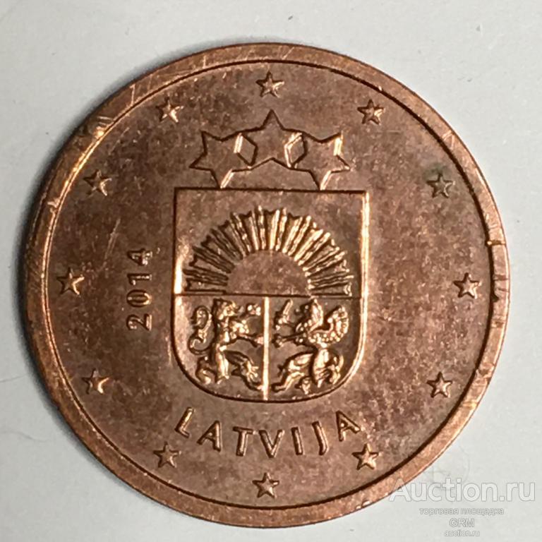 Латвия 2 евроцента, евро цента, cent 2014 год Европейский союз