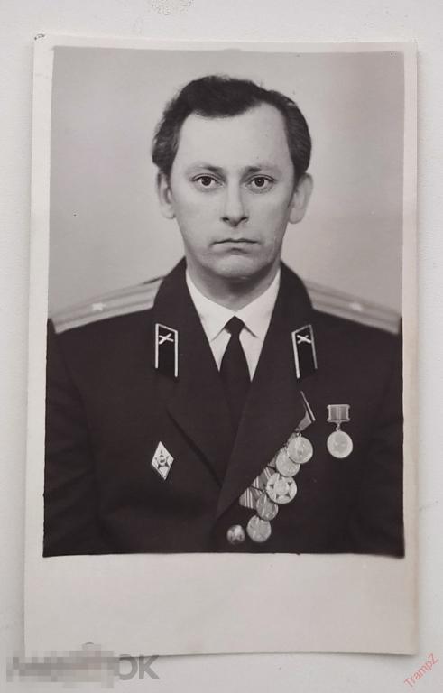 Фотография военнослужащий офицер майор медали награды ромб артиллерия петлицы эмблемы выслуга #98* 