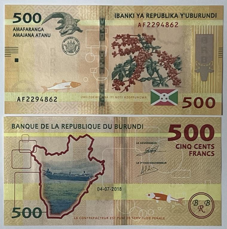 Бурунди 500 франков 2018 год Пресс UNC
