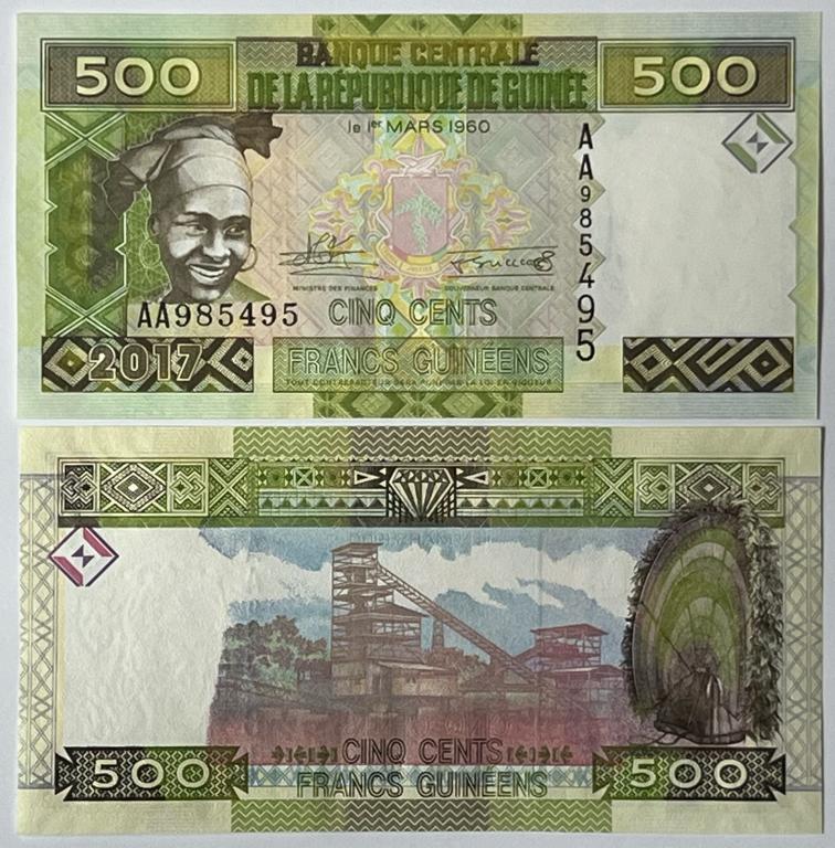 Гвинея 500 франков 2017 год Пресс UNC