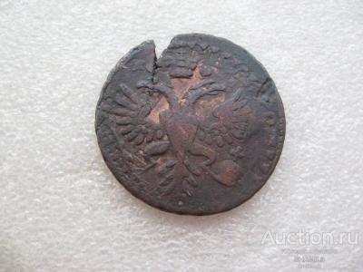 Деньга 1731, красивый перечекан с копейки Петра I