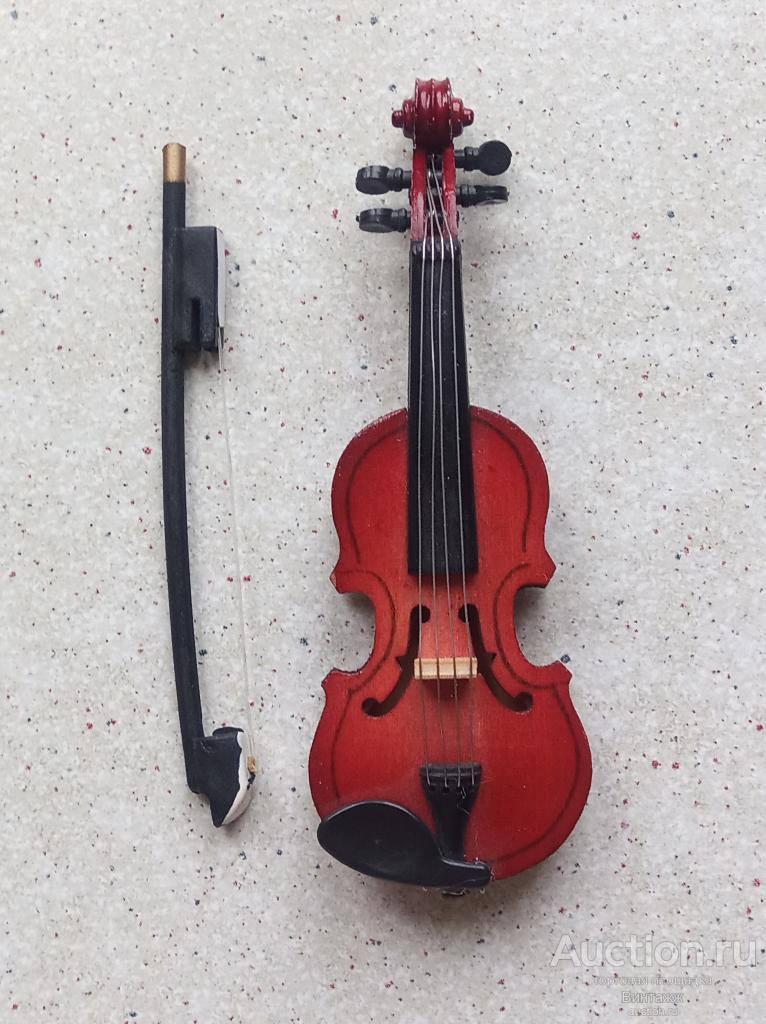 Игрушка Кукольная миниатюра Скрипка дерево