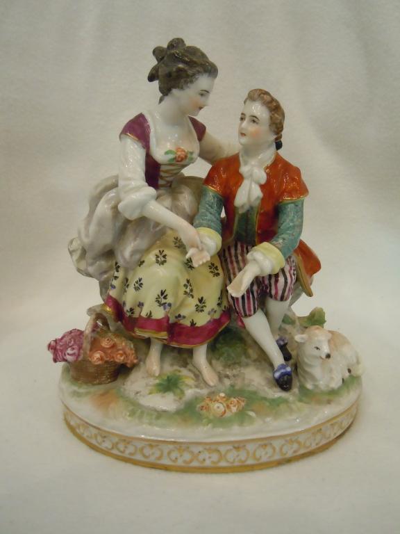 "Дама и кавалер" Volkstedt Германия, 1900-1935гг, фарфор
