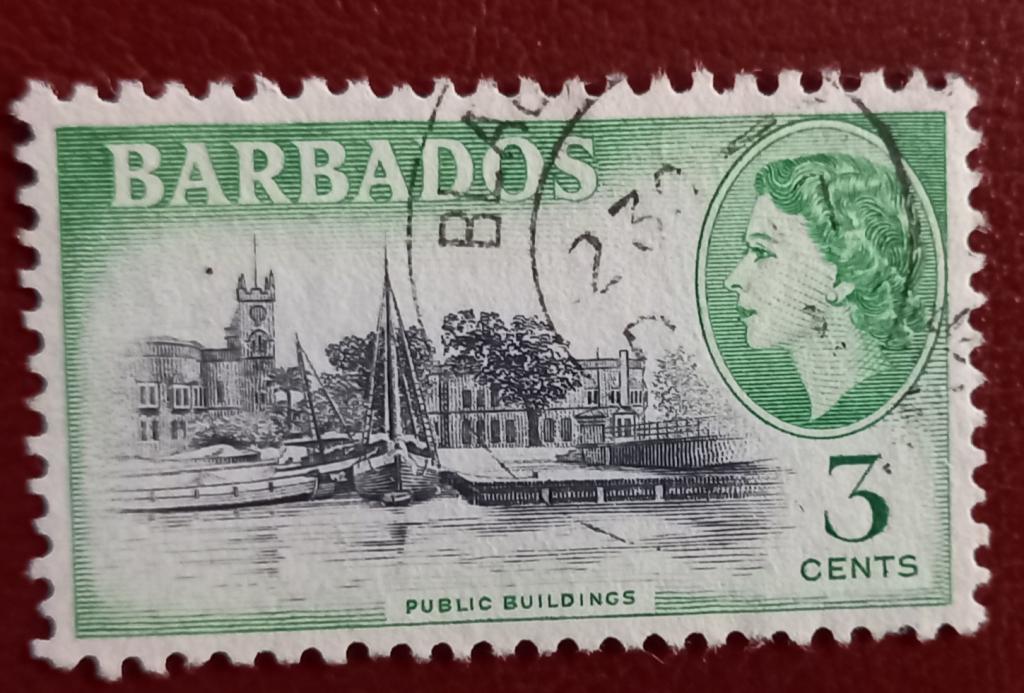 Барбадос 1954 год Общественные здания  Королева Елизавета II гаш