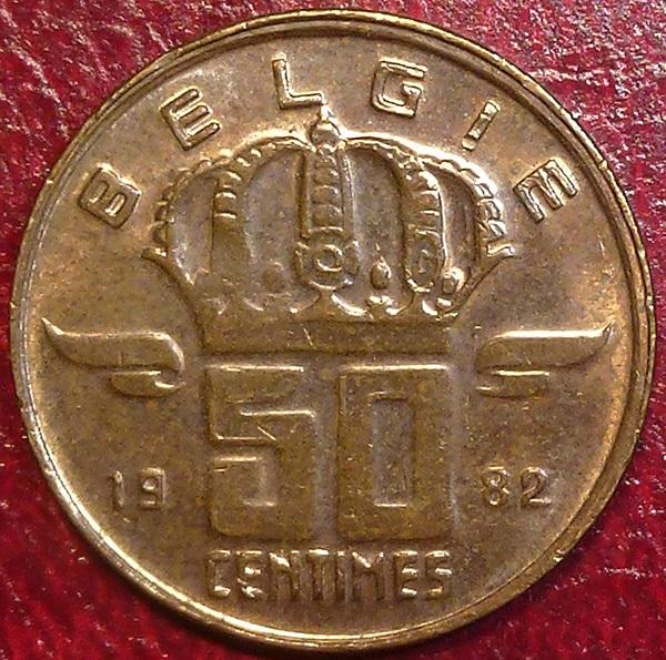 Бельгия 50 сантим 1982 года. BELGIE.