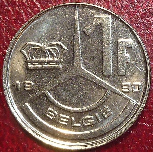 Бельгия 1 франк 1990 года. BELGIE.