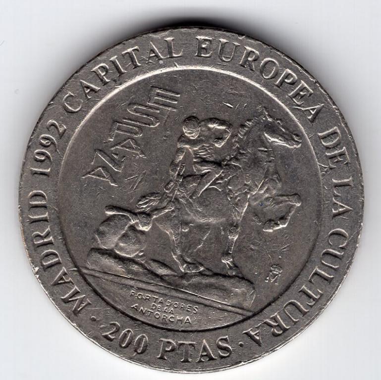 200 песет - Испания - 1992 - Мадрид - Всадник - KM#909