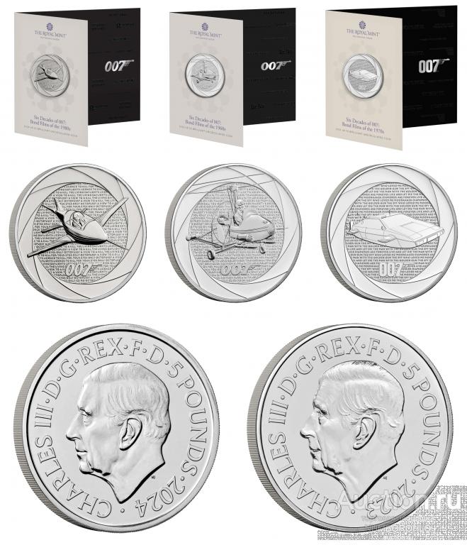 Великобритания, 5 фунтов стерлингов, 2024 год 60-летие - Джеймс Бонд 007