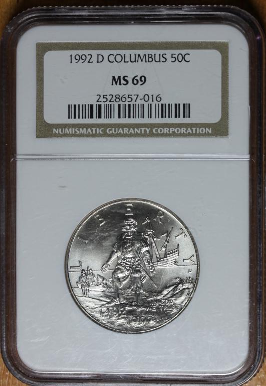 50 центов 1992г. D. Columbas. США. NGC MS69