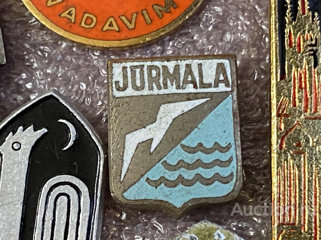 Знак Значок герб город ЮРМАЛА Jurmala  ЧАЙКА Латвия Прибалтика ТЯЖЕЛЫЙ ЭМАЛЬ