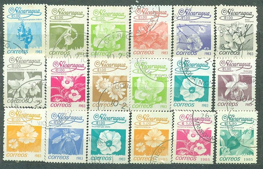 Никарагуа 1983-85 г. стандарт Флора Цветы гашеная