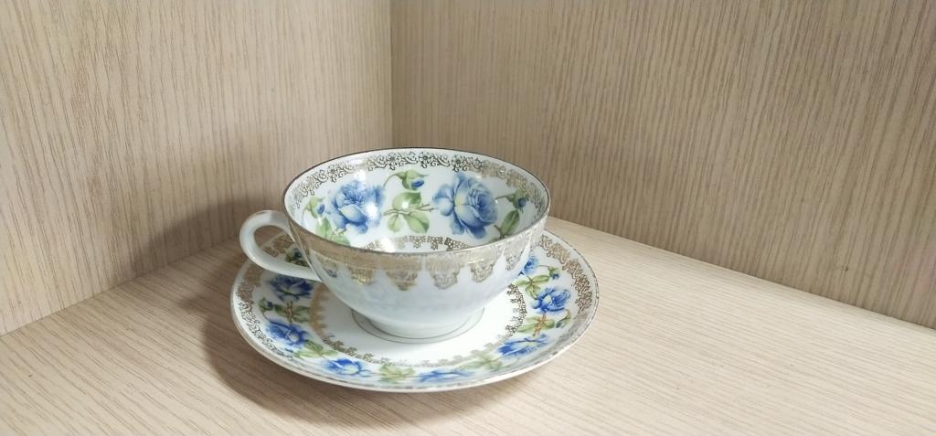 Чайная пара. " Синяя роза ". Чехословакия. Фарфор. 50-60-е годы
