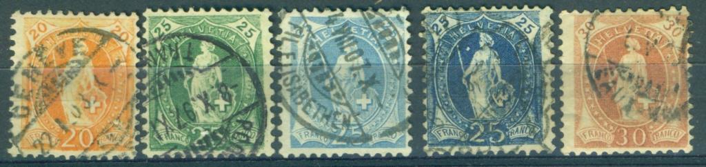 Швейцария 1982, 1905 г.  стандарт Гельвеция  № 58Д, 59С, 75С, 67С, 60Д  гашен