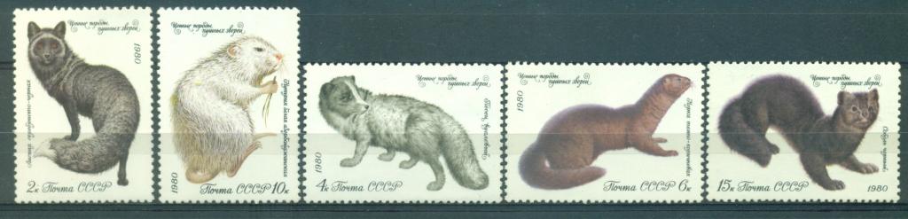 СССР 1980 г.серия Ценные породы пушных зверей негашеная**