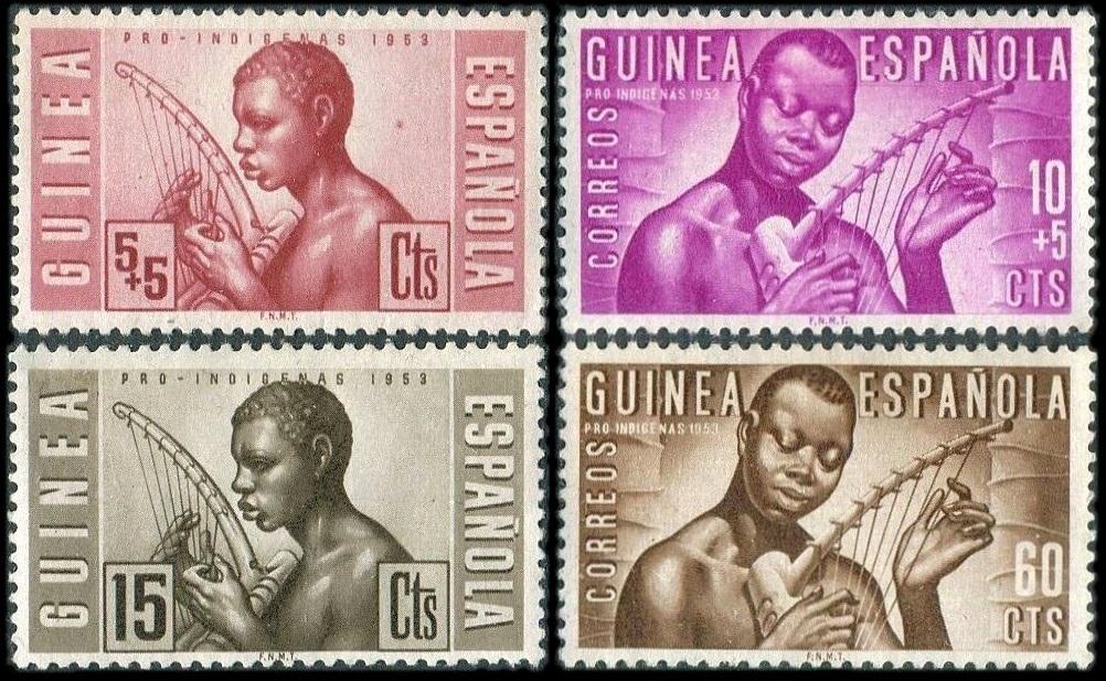 Испанские колонии ГВИНЕЯ 1953 народная музыка ** MNH традиционные музыкальные инструменты туземцы