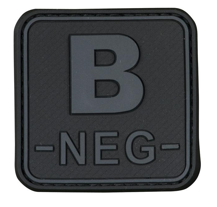 Патч 3D Blood Group Patch 50x50 Grey/Black B neg -