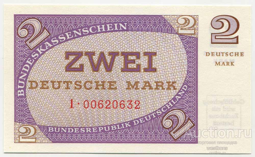 Германия ФРГ 2 марки 1967 г. KM 29 UNC