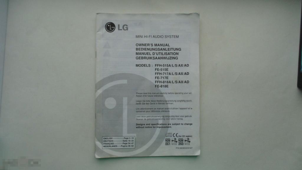 Инструкция музыкальный центр LG FFH-515A 