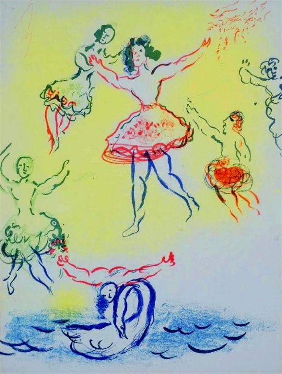 Литография Марка Шагала «Лебединое озеро», 1965 г. Подлинник.