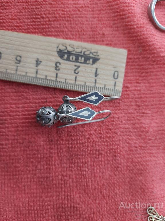 Серьги серебро старинная после реставрации