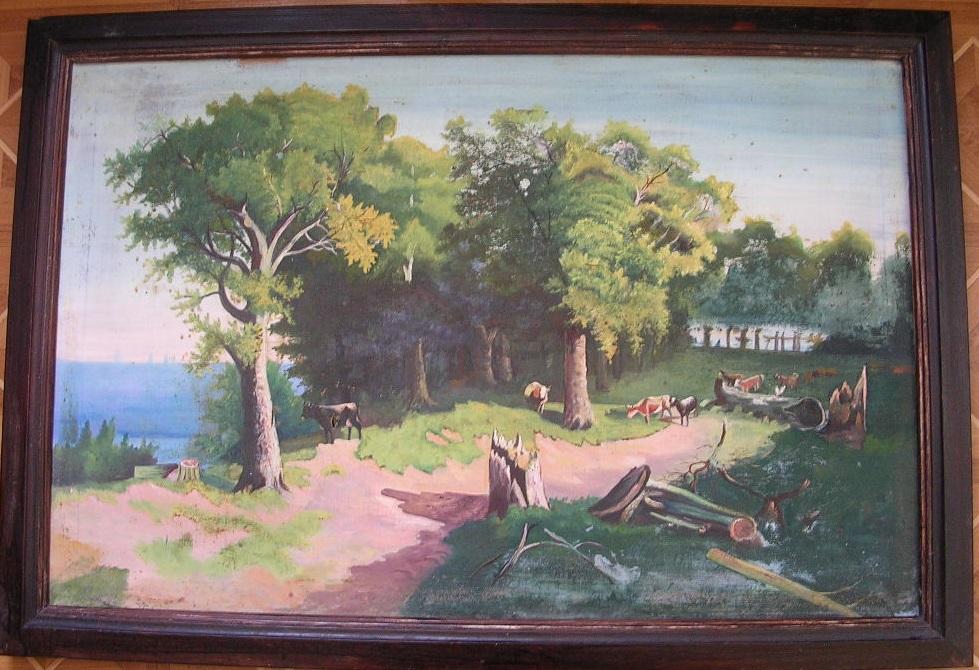 Картина Пейзаж с коровами,  художник неизвестен.