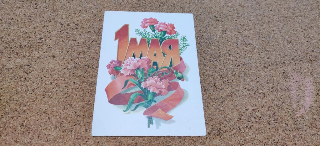 Открытка СССР художник Кузнецов 1 мая флора цветы гвоздики 1980 год, подписана