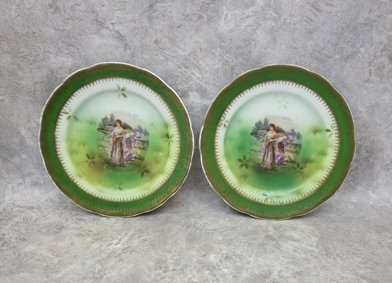 фарфоровые расписные тарелки, пара, Вербилки, ранние советы