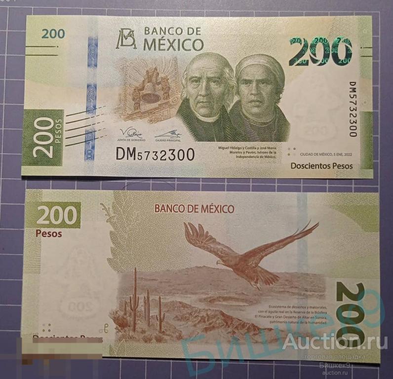 Мексика новинка 200 песо 2022 год DM серия полимер UNC новая подпись 