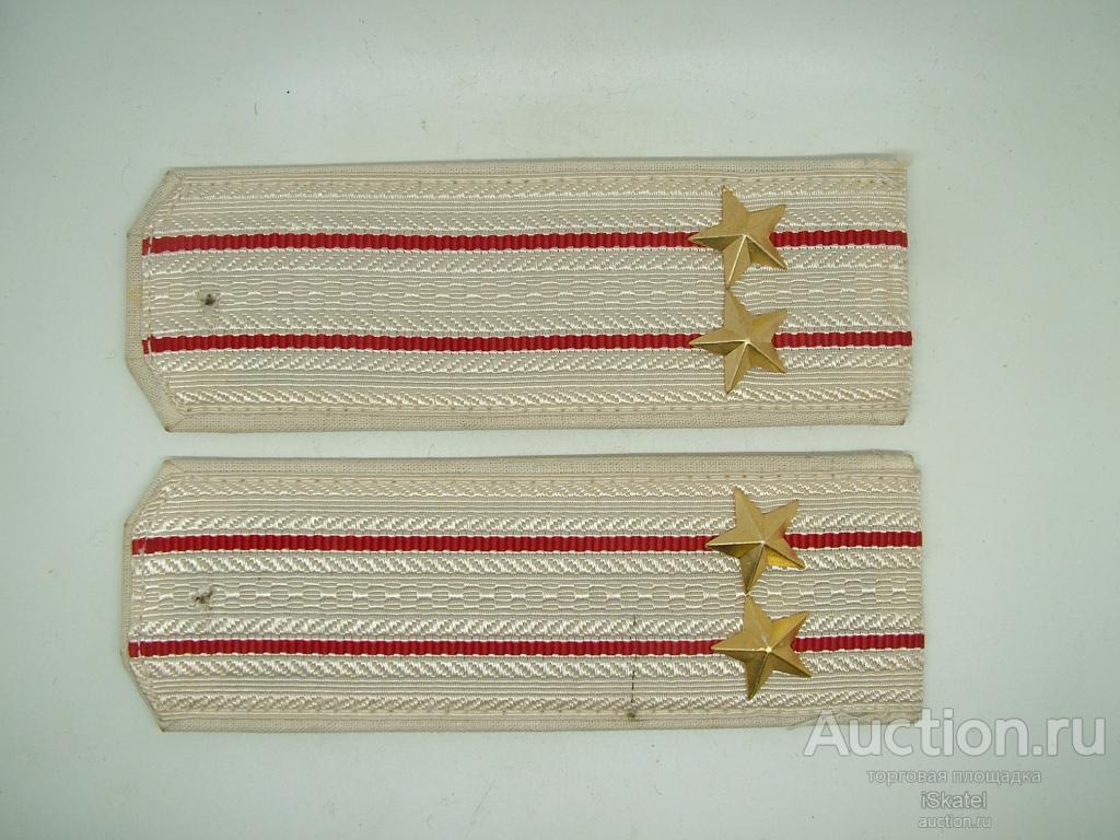 Погоны белые, 2 красных просвета, звезды, подполковник. СССР