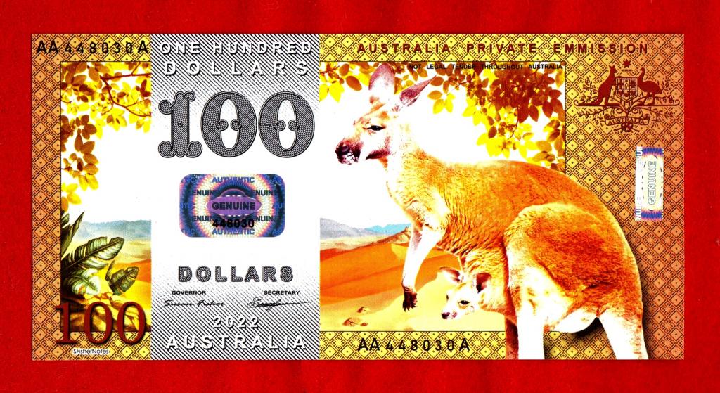 Австралия, 100 долларов, 2022, КЕНГУРУ, UNC, ПРЕСС, ПОЛИМЕР, ГОЛОГРАФИЧЕСКИЕ ШТАМПЫ