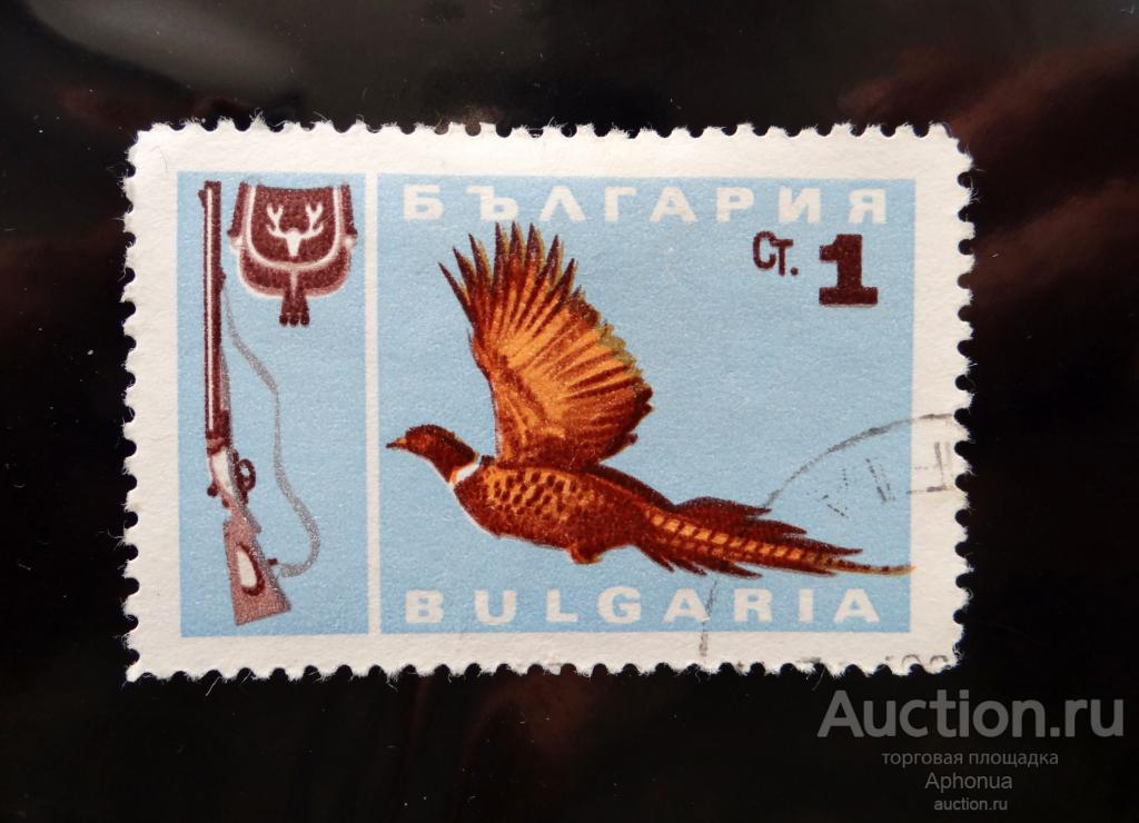 Почтовая марка с гашением Болгария "Фазан обыкновенный" Охота 1967