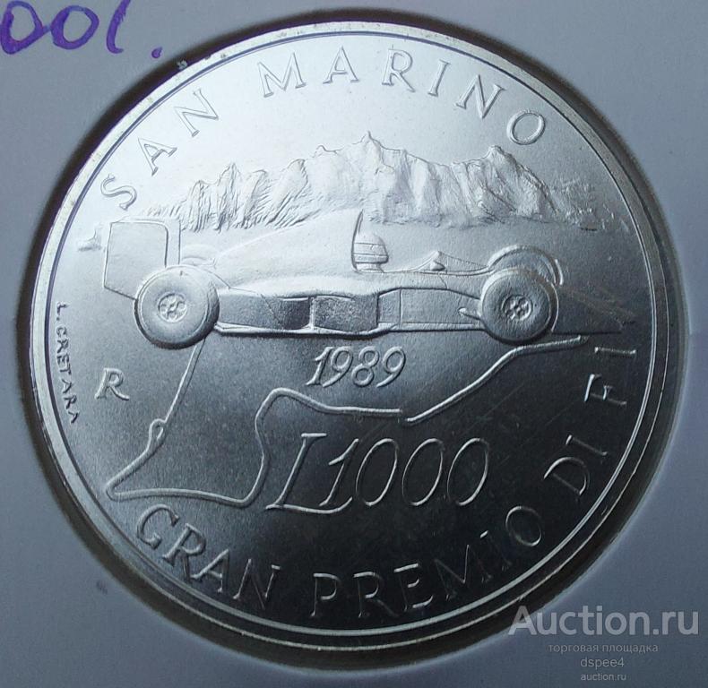Сан-марино 1000 лир 1989 Формула -1 Автогонки серебро