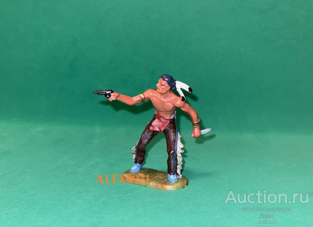 ELASTOLIN HAUSSER, № 6812 ИНДЕЕЦ С ПИСТОЛЕТОМ И НОЖОМ, СОЛДАТИК, ВЕСТЕРН, ДИКИЙ ЗАПАД