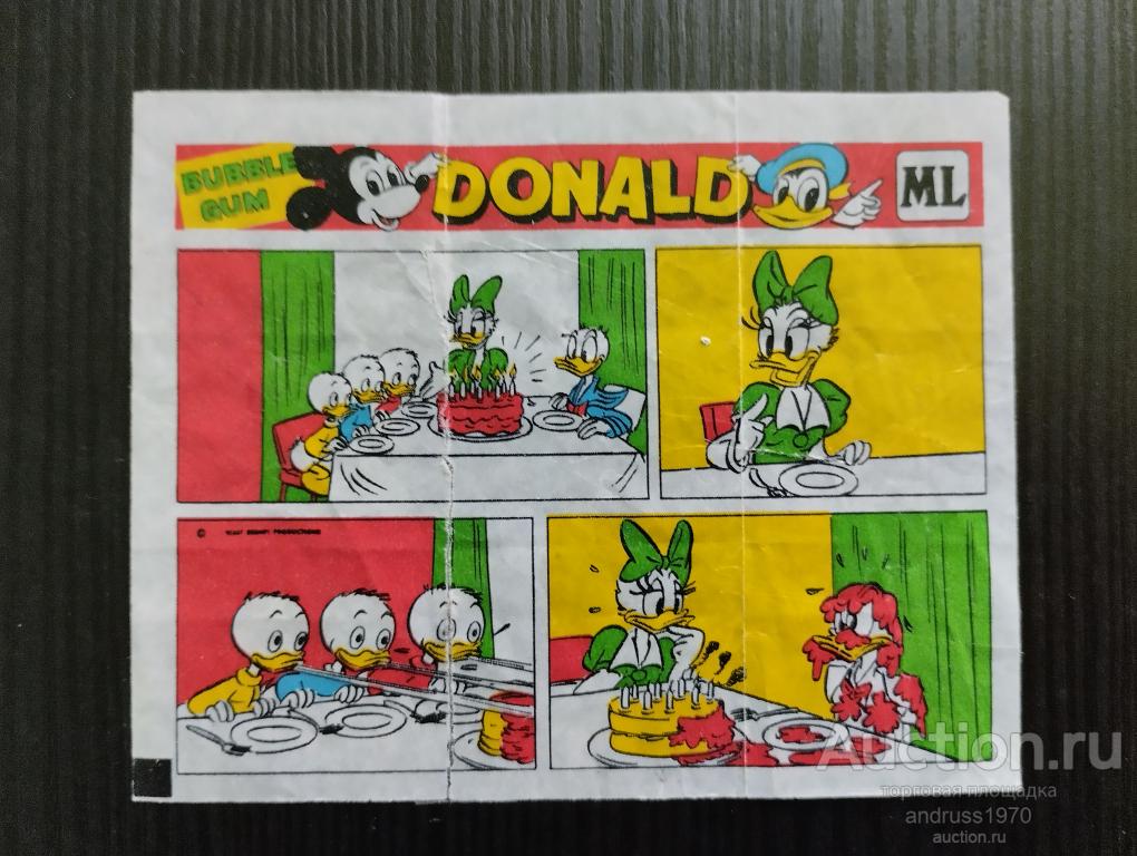 ВКЛАДЫШ ОТ ЖВАЧКИ ДОНАЛЬД ДАК МЛ. DONALD DUCK ML. ПОДКЛЕЕН