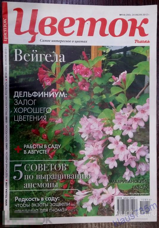 Журнал &quot; Цветок&quot;  Толока № 14 (200) Июль 2012г. Вейгела. 