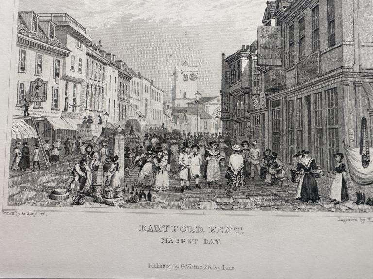 Гравюра Базарный день. 1860 г.