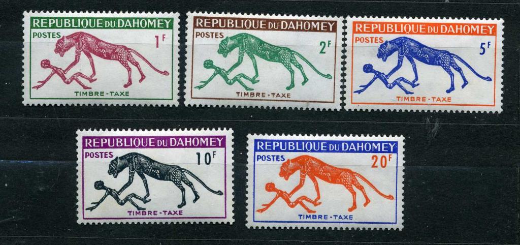 Дагомея. Наскальные рисунки аборигенов. Ягуар атакует негра. Служебные. Серия. 1963.*